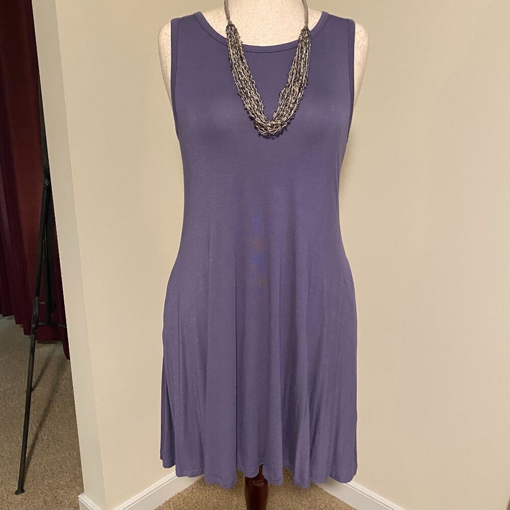 Weaczzy Women's Casual Swing T Shirt Dress with Pockets -Lavender Size Medium